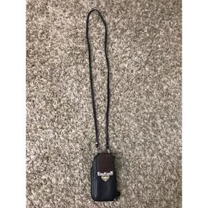 Brighton vintage Croc trim black leather crossbody purse